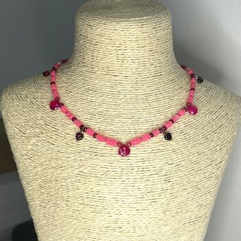 'La Vie En Rose' Opal Ruby And Chalcedony Necklace, 2 of 6
