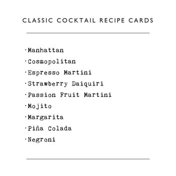 Classic Cocktail Recipe Cards, 2 of 9