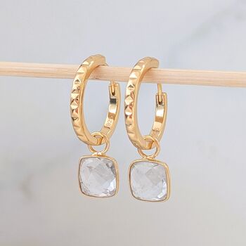 White Topaz Square Cushion Earrings, 5 of 7