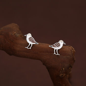 Sterling Silver Shore Bird Wading Bird Stud Earrings, 2 of 11
