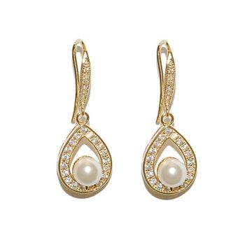 gold earrings pearl crystal drop vita notonthehighstreet carlisle debbie