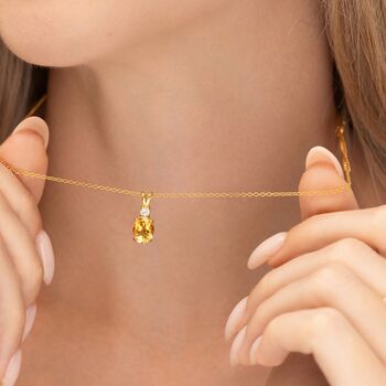 Citrine Pendant Necklace In Sterling Silver And Gold, 2 of 11