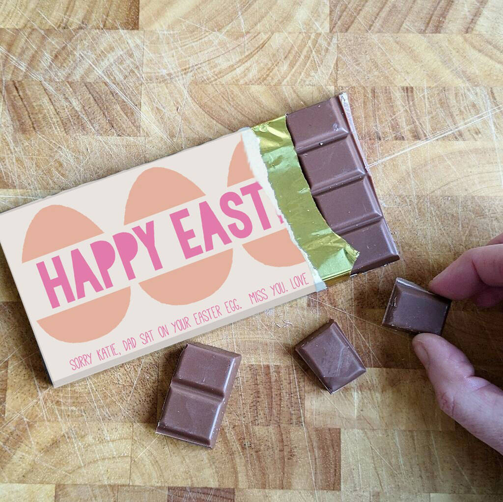 Personalised Squashed Easter Egg Chocolate Bar, 1 of 3