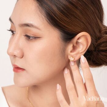 Enamel Bodhi Leaf Gold Vermeil, Sterling Silver Earrings, 3 of 11