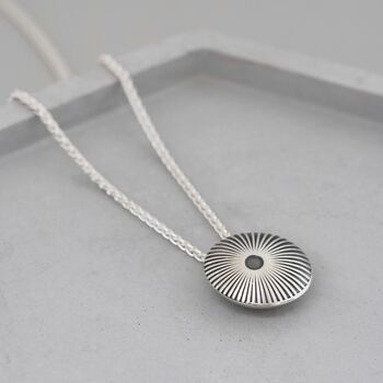 Sterling Silver Round Necklace With Sunburst Motif, 10 of 12