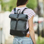 Canvas And Leather Rolltop Backpack, thumbnail 5 of 7