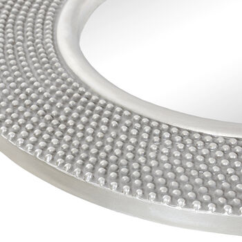 Round Decorative Wall Mirror Beaded Silver, 3 of 4