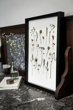 A3 Pressed Flower Art Botanical Wall Art In Black Frame, 3 of 7