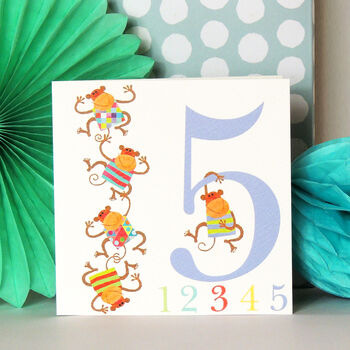 Five Monkeys 5th Birthday Card, 4 of 4