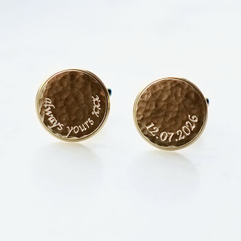 Curve Engraved Hammered Bronze Cufflinks, 3 of 7