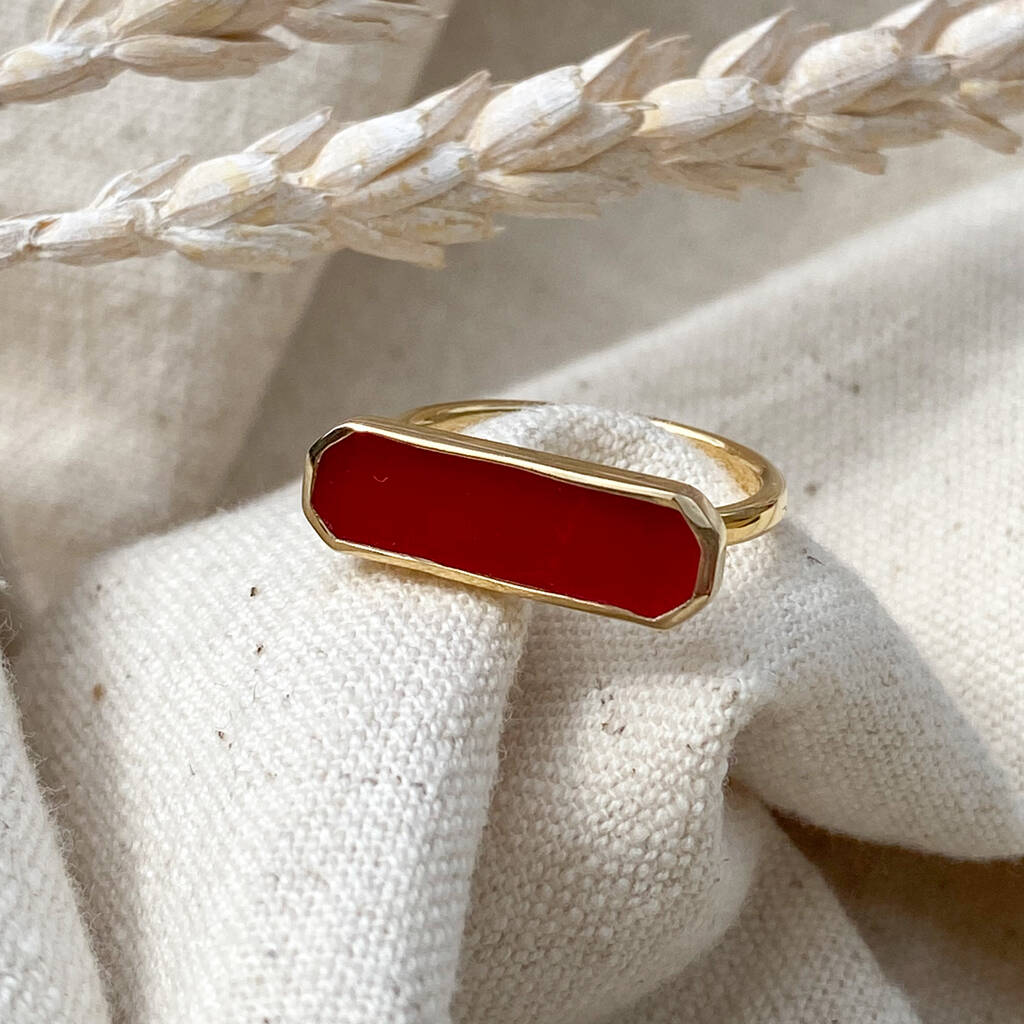 Sustainable 18 K Gold Vermeil Red Jasper Ring, 1 of 5