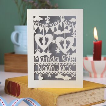 Personalised Twins Papercut Card, 9 of 9