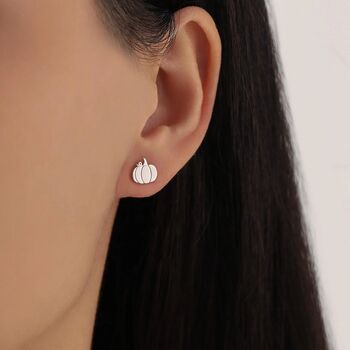 Pumpkin Internally Threaded Flat Back Earrings In Sterling Silver, 7 of 11