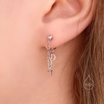 Sterling Silver Heart Chain Stud Earrings, 6 of 10