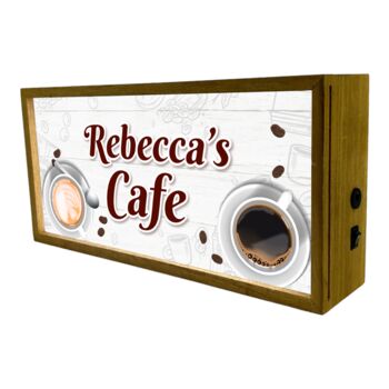 Personalised Wooden Light Box Café Sign, 3 of 6