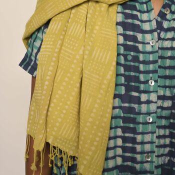 Soft Handwoven Cotton Hand Block Printed Pashmina Scarf, 2 of 8