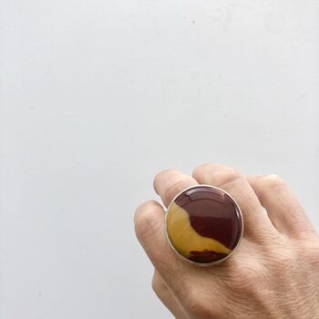Mookaite Round Gemstone Ring Set In Sterling Silver, 4 of 6