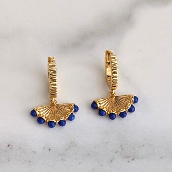 The Fan Lapis Lazuli Charm Earrings, Gold, 3 of 6