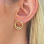 18ct Gold And Pearl Spiral Stud Hoop Earrings, thumbnail 1 of 5
