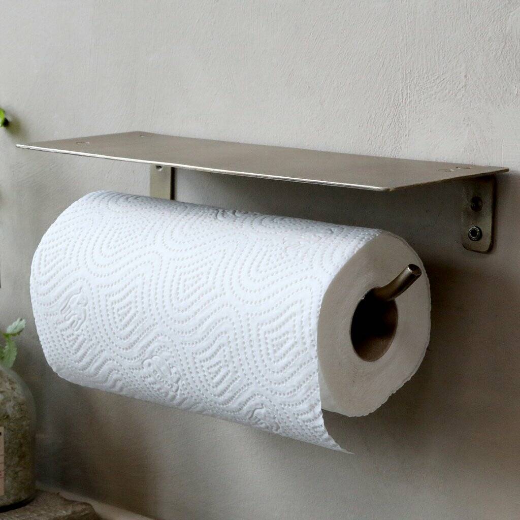 Brass Kitchen Roll Holder With Shelf By The Little House Shop