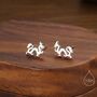 Sterling Silver Tiny Japanese Dragon Stud Earrings, thumbnail 1 of 11