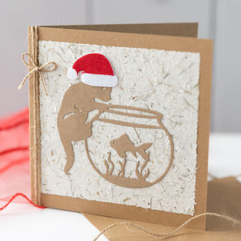 Handmade Recycled Eco Kitty Christmas Cards Range, 5 of 12