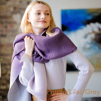 Personalised Reversible Pleated Cashmere Scarf Shawl, 3 of 11