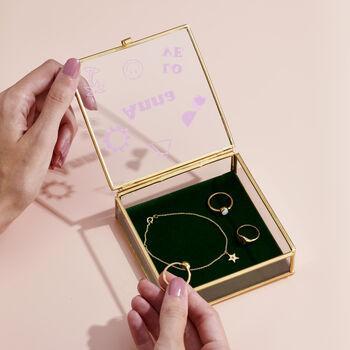 Personalised Pink Emoji Glass Jewellery Box, 2 of 5