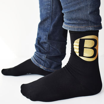 Personalised Bold Initials Mens Gift Socks, 2 of 5