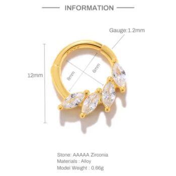 Gold Plated Wing Hoop For Tragus Or Helix, 3 of 3