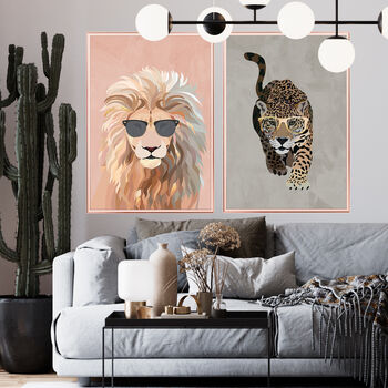 Custom Personalised Lion Wearing Glasses Art Print, 2 of 4