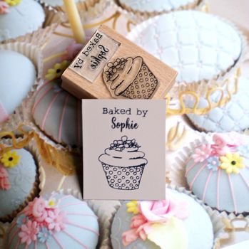 Personalised 'Baked By…' Cupcake Rubber Stamp, 2 of 5