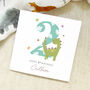 Personalised Little Dinosaur Yellow/Pink Any Age Birthday Card, thumbnail 2 of 3