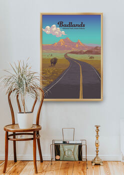 Badlands National Park USA Travel Poster Art Print, 5 of 8