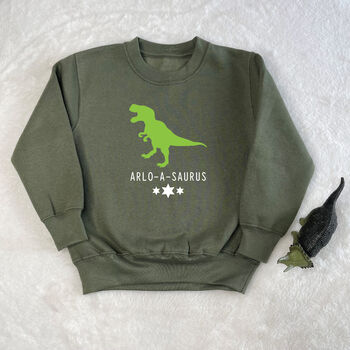 Personalised Dinosaur And Stars Kids Sweatshirt, 3 of 4