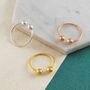 Double Ball Adjustable Gold Plated Sterling Silver Ring, thumbnail 4 of 6