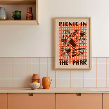 Picnic Print | Picnic In The Park | Kitchen Wall Art | Retro Mid Century Summer Poster, 7 of 7