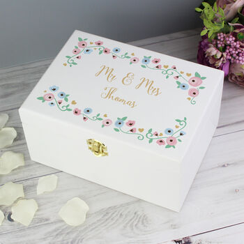 Personalised Fairytale Floral White Wooden Keepsake Box, 2 of 11