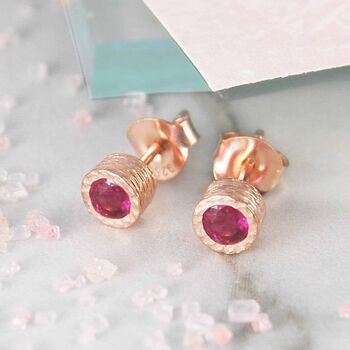 Ruby July Birthstone 18kt Gold Plated Silver Pendant, 5 of 7