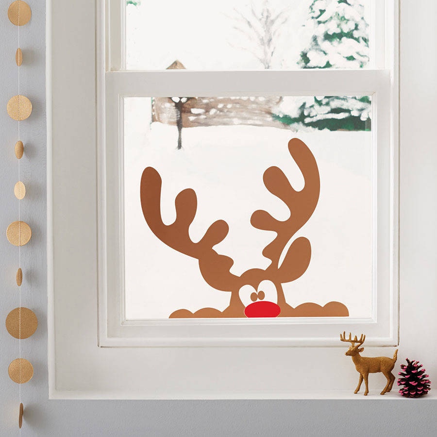 Peeping Reindeer Window Sticker, 1 of 3