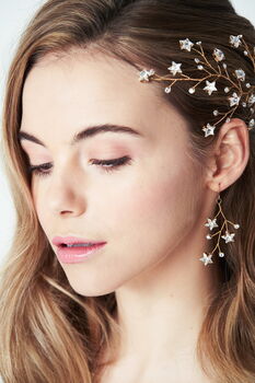 Celestial Star Bridal Hairvine And Earrings Lunella, 2 of 6