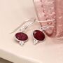 Sterling Silver Oval Ruby Drop Earrings, thumbnail 7 of 11