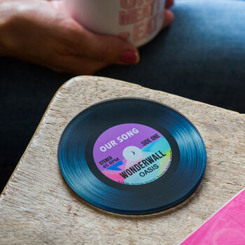 Personalised Vinyl Record 'Our Song' Coaster, 6 of 8