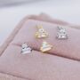 Baguette And Round Cz Stud Earrings Sterling Silver, thumbnail 5 of 12