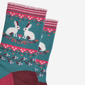 Women's Bamboo Socks Rabbit Wreath, 3 of 5