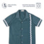 Lagoon Striped Cotton Shirt With Cuban Collar, Green, thumbnail 2 of 10