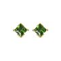 Yellow Gold Princess Cut Birthstone Earrings May Emerald, thumbnail 2 of 5