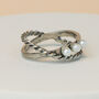 Pearl Detail Double Band Crossover Ring, thumbnail 1 of 3
