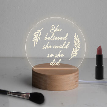 Engraved 'She Believed She Could' Mini Desk Lamp, 7 of 7