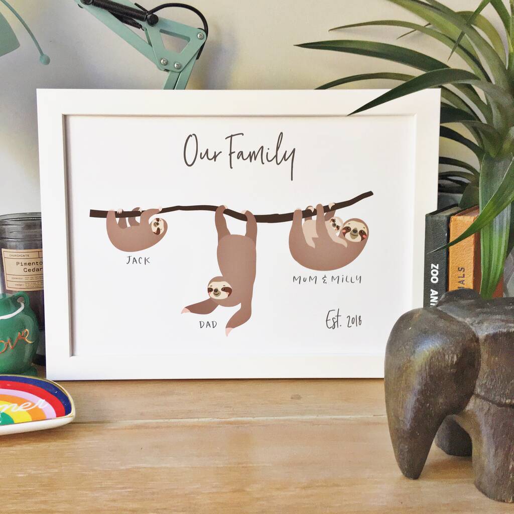 Sloth Family Personalised Print Eco Friendly, 1 of 5